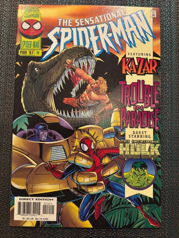 The Sensational Spider-Man #14 (Marvel Comics, 1997), raw, ungraded comic book — front cover