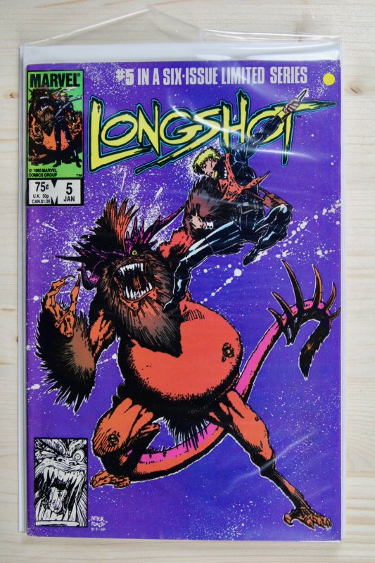 Longshot #5 (Marvel Comics, 1986), raw comic book in VF/NM 9.0 condition — front cover