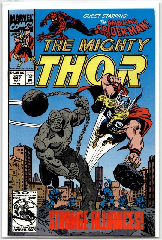 The Mighty Thor #447 (Marvel Comics, 1992), raw, ungraded comic book — front cover