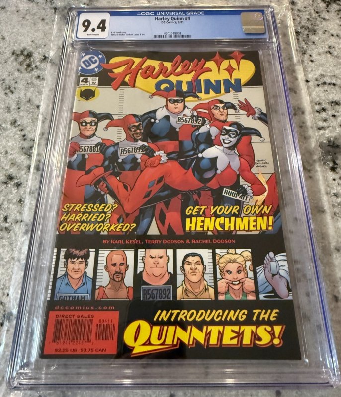 Harley Quinn #4 (DC Comics, 2001), CGC 9.4 graded comic book, Universal Blue label — front cover in its holder