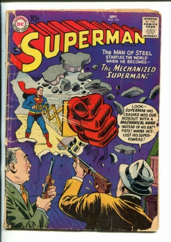 Superman -#116-1957-Dc-Classic COVER-good (DC Comics, 1957), raw, ungraded comic book — front cover