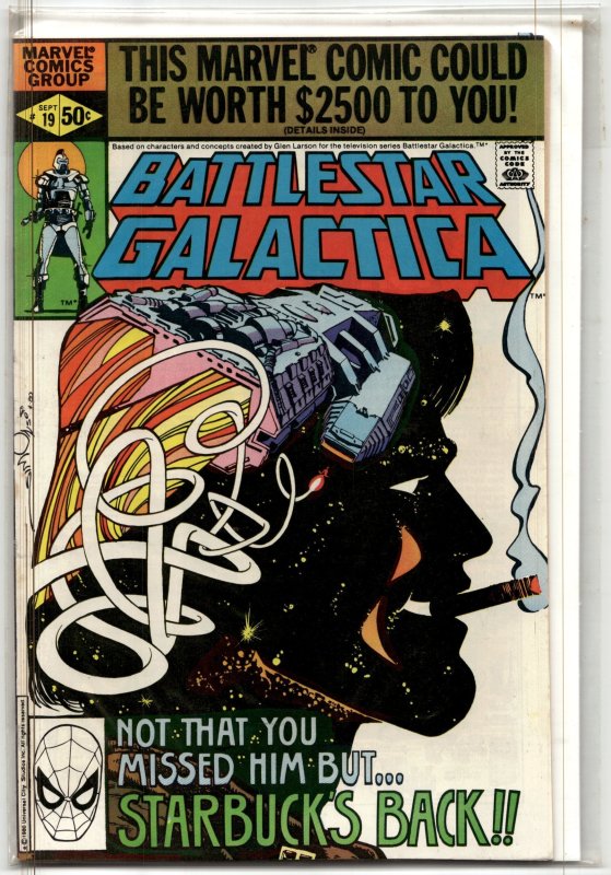 Battlestar Galactica #19 (Marvel Comics, 1980), raw, ungraded comic book — front cover