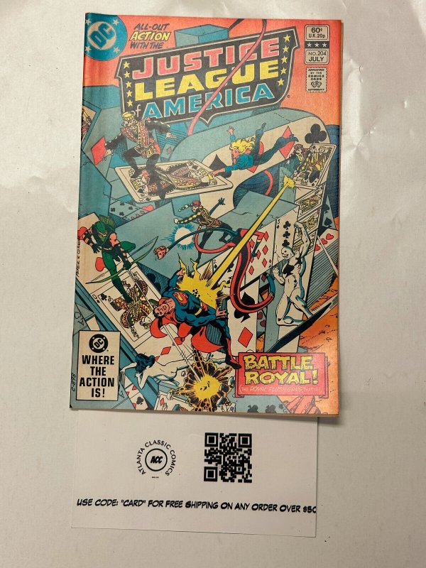 Justice League of America #204 (DC Comics, 1982), raw comic book in VF condition — front cover