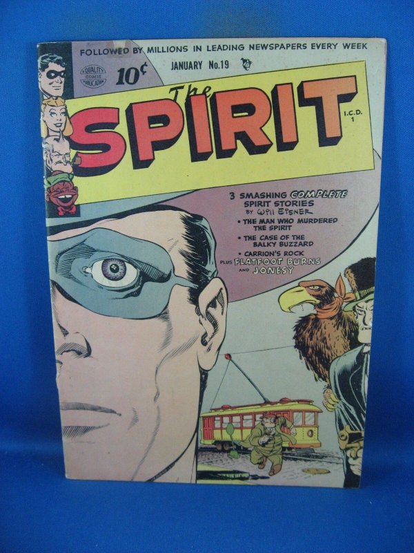 The Spirit #19 (Quality Comics, 1950), raw comic book in VG+ condition — front cover