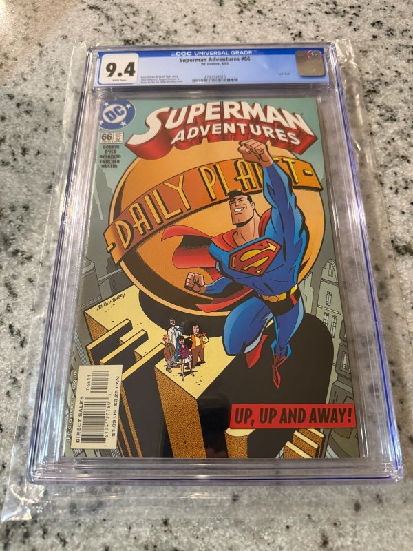 Superman Adventures #66 (DC Comics), CGC 9.4 graded comic book, Universal Blue label — front cover in its holder