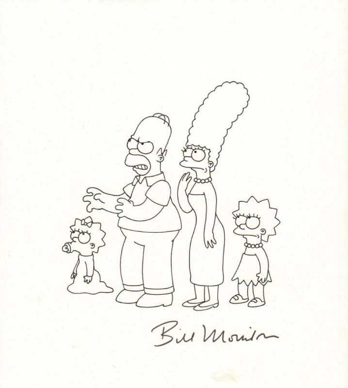 The Simpsons Publicity Magazine Spread Whole Family Signed art by Bill Morrison, raw, ungraded comic book — front cover