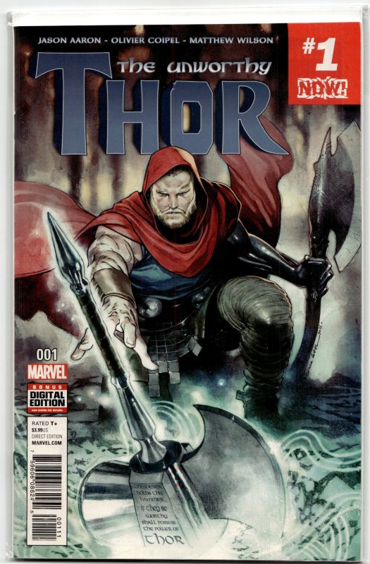 The Unworthy Thor #1 (Marvel Comics, 2017), raw, ungraded comic book — front cover