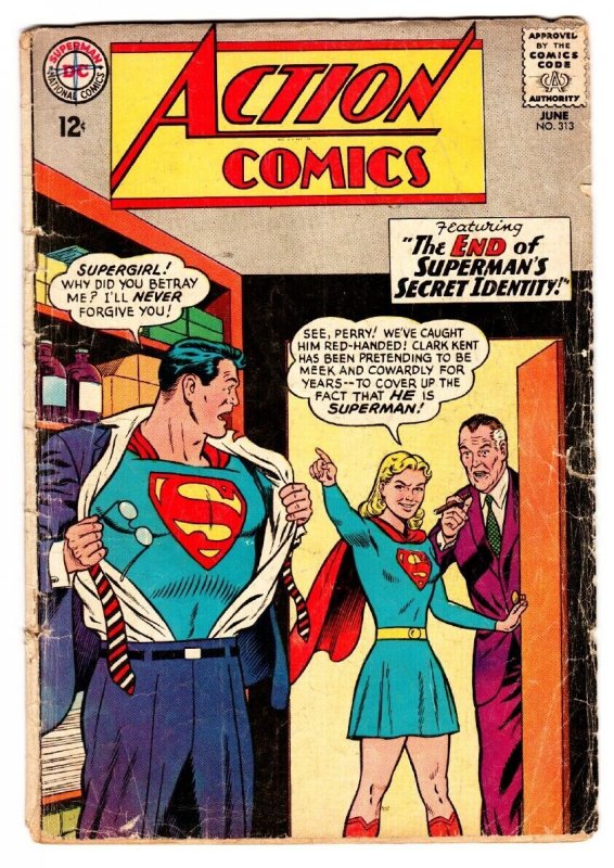 Action Comics #313 (DC Comics, 1964), raw, ungraded comic book — front cover