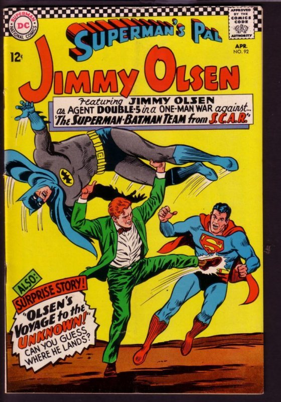 Superman's Pal Jimmy Olsen #92 (DC Comics, 1966), raw comic book in VG condition — front cover