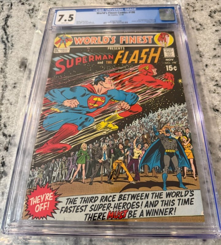 World's Finest Comics #198 (DC Comics, 1970), CGC 7.5 graded comic book, Universal Blue label — front cover in its holder