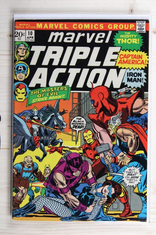 Marvel Triple Action #10 (Marvel Comics, 1973), raw comic book in VF 8.0 condition — front cover