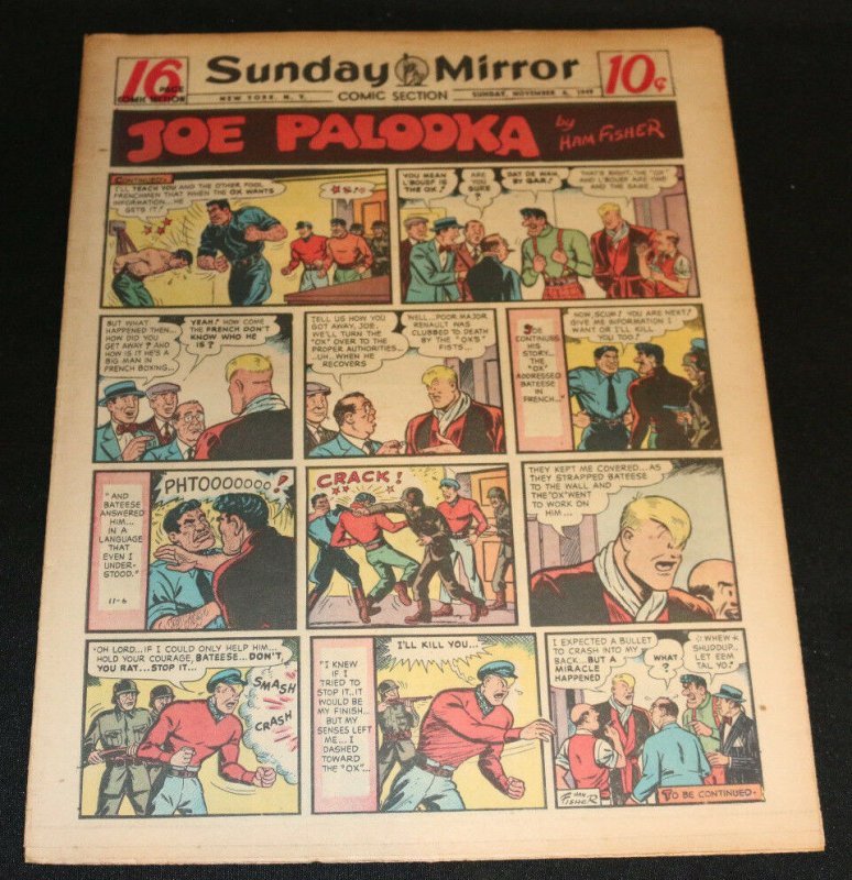 1949 Sunday Mirror Weekly Comic Section November 6th (Fine) Superman King Arthur (1949), raw, ungraded comic book — front cover