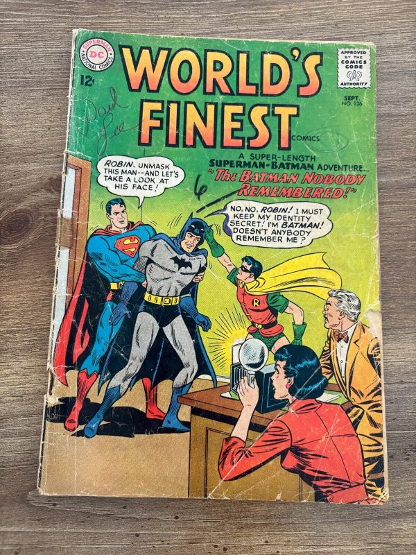 World's Finest Comics #136 (DC Comics), raw comic book in VG condition — front cover
