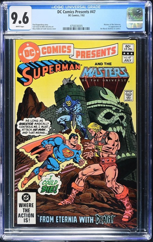 Presents #47 (DC Comics, 1990), CGC 9.6 graded comic book, Universal Blue label — front cover in its holder