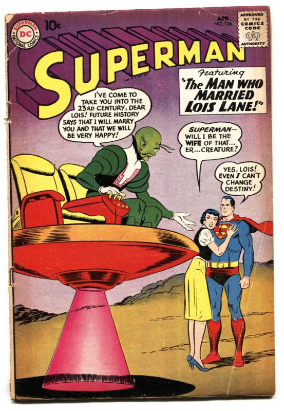 Superman #136 - 1960 - DC - G/VG - Comic Book (DC Comics, 1960), raw comic book in VG condition — front cover