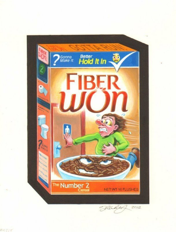 Wacky Packages Color Art - Fiber Won - Signed art by Fred Wheaton, raw, ungraded comic book — front cover