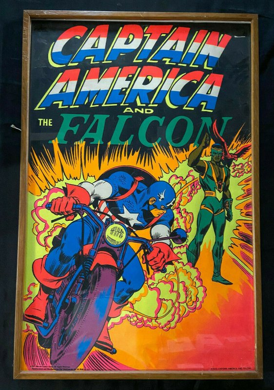 Captain America Vintage Framed Black Light Poster 1971 (1971), raw, ungraded comic book — front cover