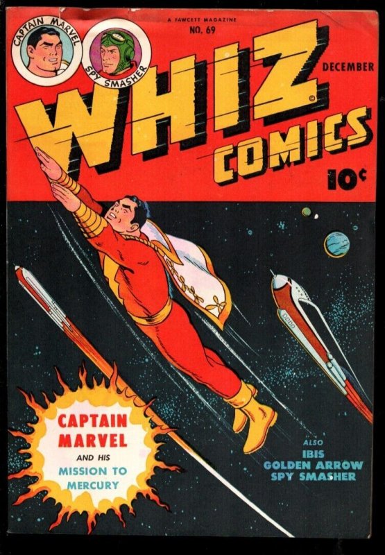 Whiz Comics #69 (Fawcett Publications, 1945), raw, ungraded comic book — front cover