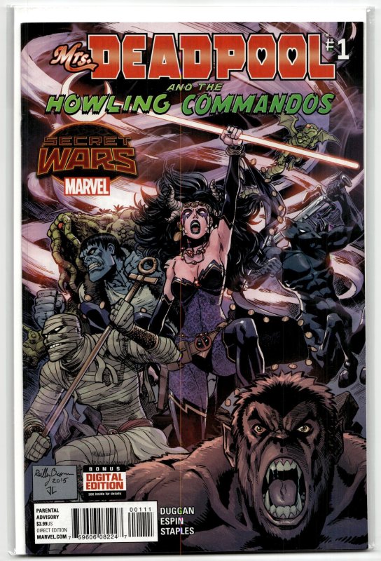 Mrs. Deadpool and the Howling Commandos #1 (Marvel Comics, 2015), raw, ungraded comic book — front cover