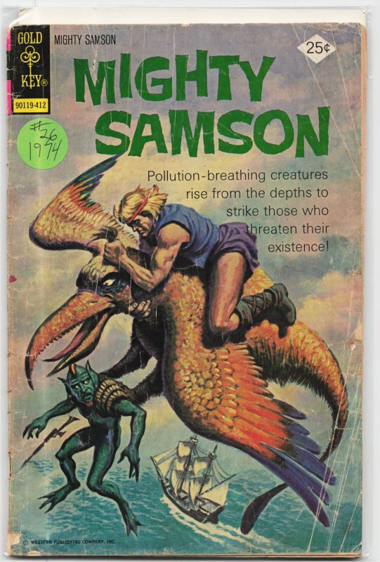 Mighty Samson #26 (Gold Key, 1974), raw, ungraded comic book — front cover