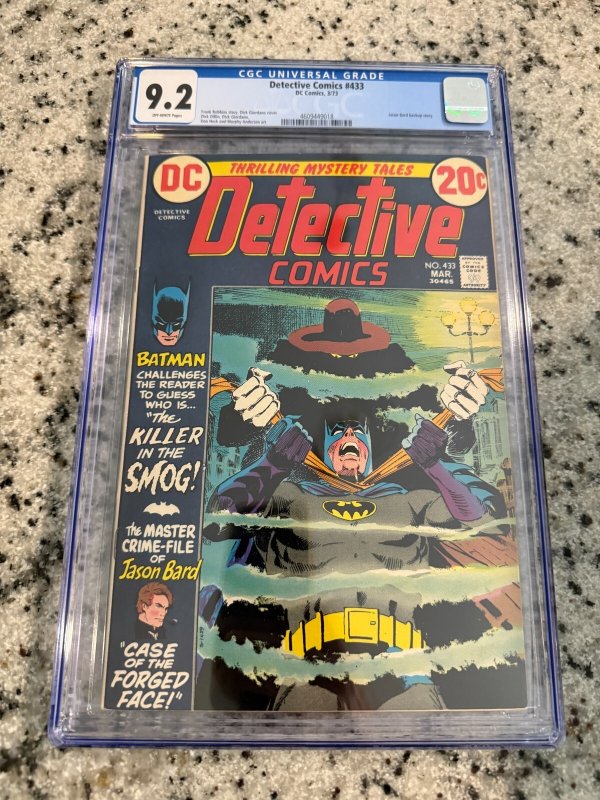 Detective Comics #433 (DC Comics), CGC 9.2 graded comic book, Universal Blue label — front cover in its holder
