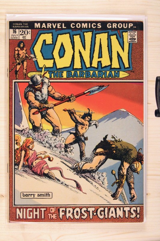 Conan the Barbarian #16 (Marvel Comics, 1972), raw comic book in VF 8.0 condition — front cover