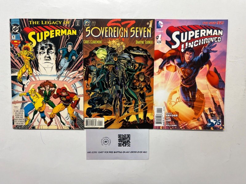 3 DC Comics Superman #1, raw, ungraded comic book — front cover