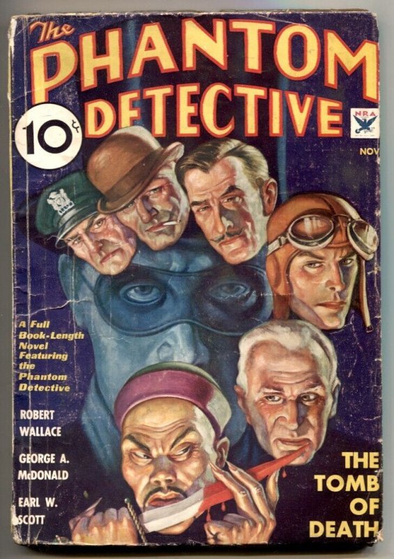 Phantom Detective Pulp 11/1934- Asian Menace- Tomb of Death, raw, ungraded comic book — front cover