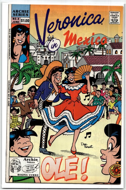 Veronica #8 (Archie Comics, 1990), raw, ungraded comic book — front cover