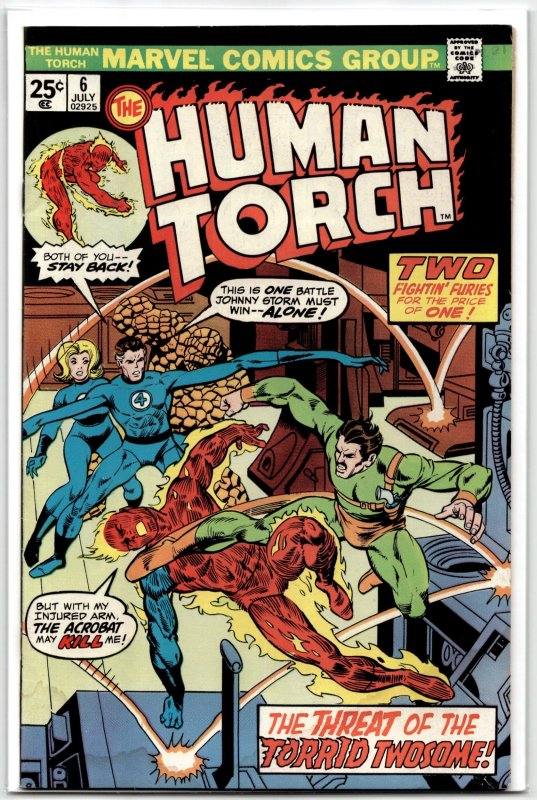 The Human Torch #6 (Timely Comics, 1975), raw, ungraded comic book — front cover