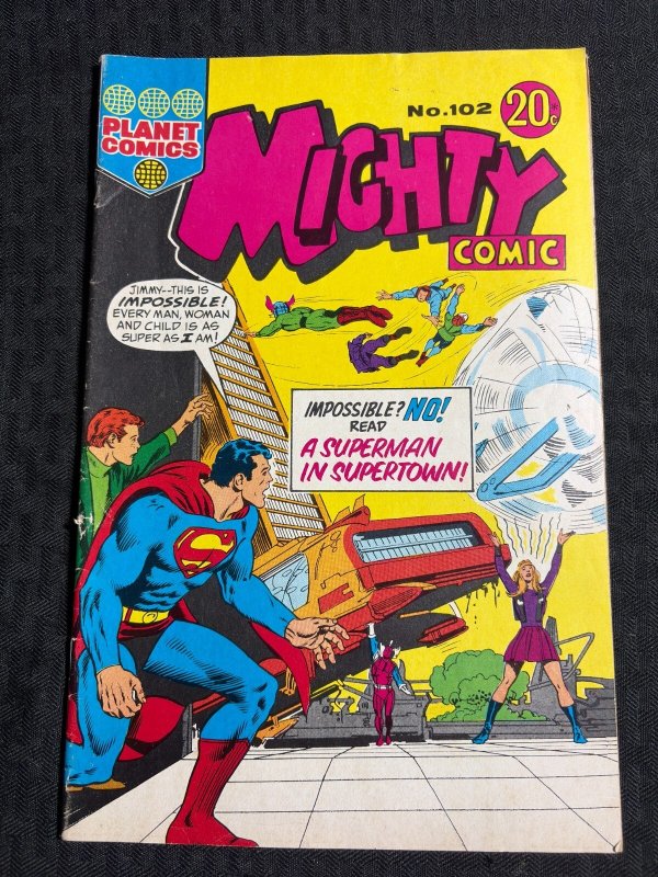 Vintage Mighty Planet Australian Comic #102, raw comic book in VG+ 4.5 condition — front cover