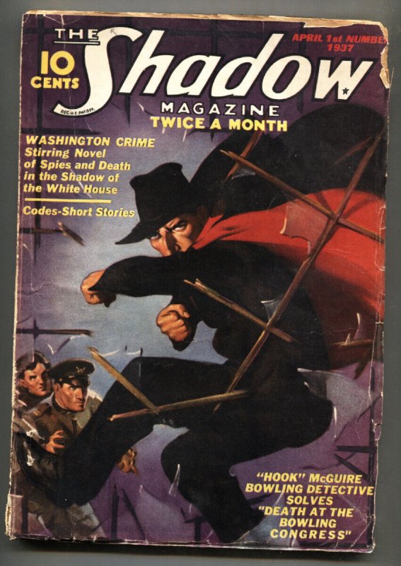 The Shadow Pulp April #1 (1937), raw comic book in VG condition — front cover