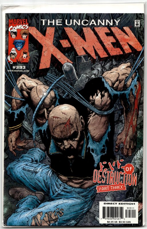 The Uncanny X-Men #393 (Marvel Comics, 2001), raw, ungraded comic book — front cover