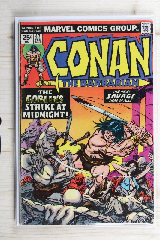 Conan the Barbarian #47 (Marvel Comics, 1975), raw comic book in FN+ 6.5 condition — front cover