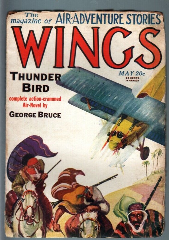 Wings May 1928 #5, raw comic book in VG+ condition — front cover