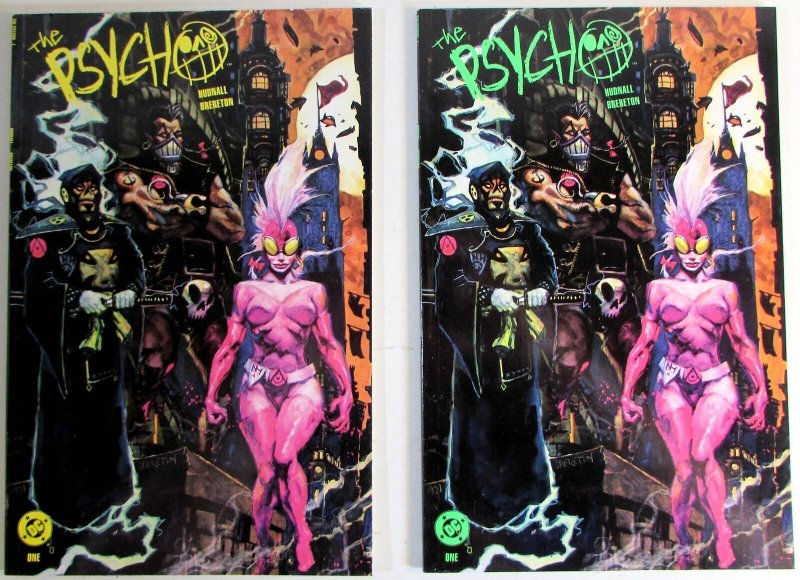 1991 the Psycho Lot of 2 #1 Yellow, 1 Green DC Comics VF+ 1st Print Comic Books (DC Comics, 1991), raw comic book in VF+ condition — front cover