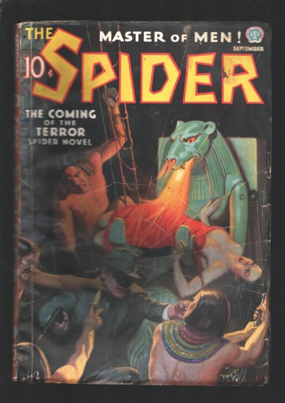 The Spider Pulp 9/1936 - the Coming of the Terror"- John Howitt Cover VG (Popular Publications, 1936), raw comic book in VG condition — front cover
