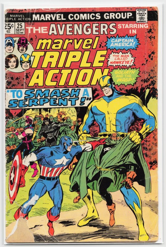 Marvel Triple Action #25 (Marvel Comics, 1975), raw, ungraded comic book — front cover