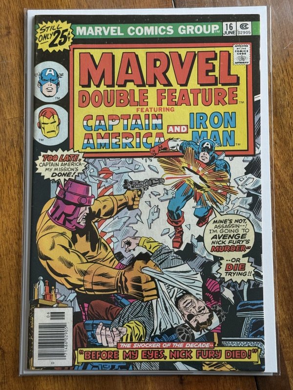 Marvel Double Feature #16 (Marvel Comics, 1976), raw comic book in VF- 7.5 condition — front cover