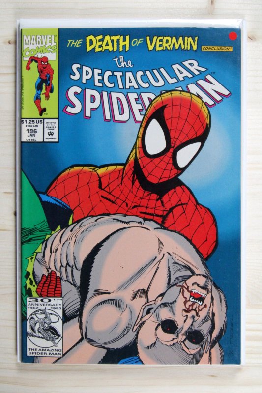 The Spectacular Spider-Man #196 (Marvel Comics, 1993), raw comic book in NM- 9.2 condition — front cover