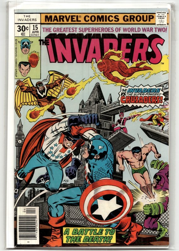 The Invaders #15 (1977), raw, ungraded comic book — front cover
