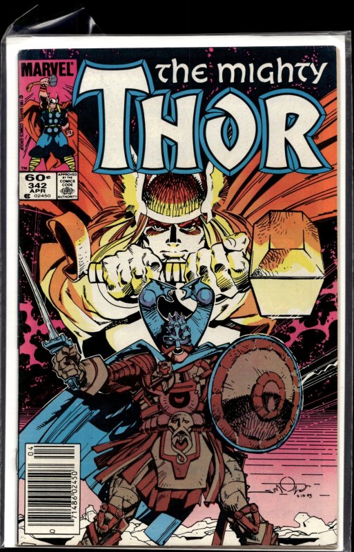 Thor #342 (Marvel Comics, 1984), raw, ungraded comic book — front cover