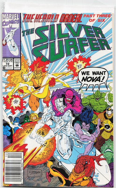 Silver Surfer #72 (Marvel Comics, 1992), raw, ungraded comic book — front cover