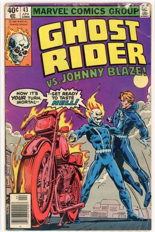 Ghost Rider #43 (Marvel Comics, 1980), raw comic book in VG- 3.5 condition — front cover