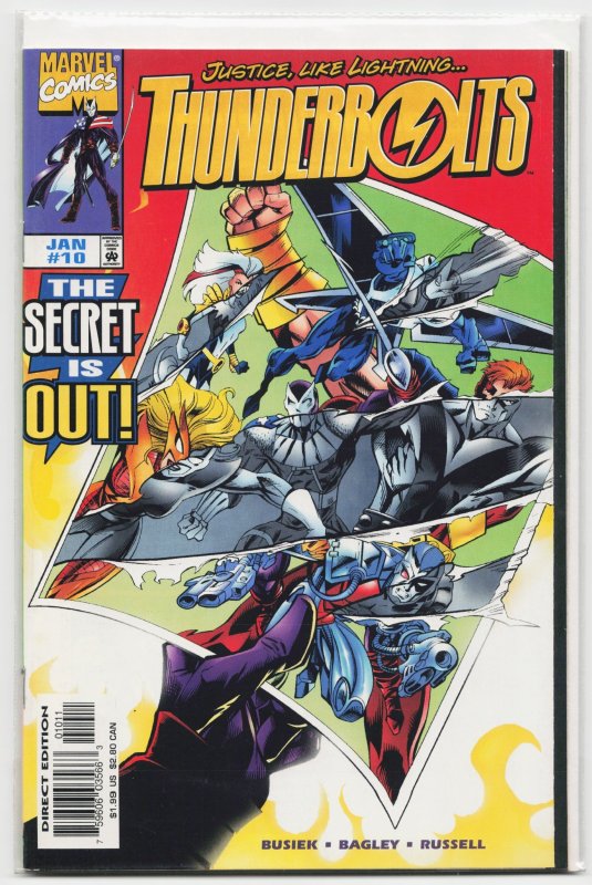 Thunderbolts #10 (Marvel Comics, 1998), raw, ungraded comic book — front cover