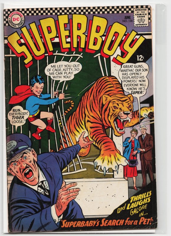 Superboy #130 (DC Comics, 1966), raw, ungraded comic book — front cover