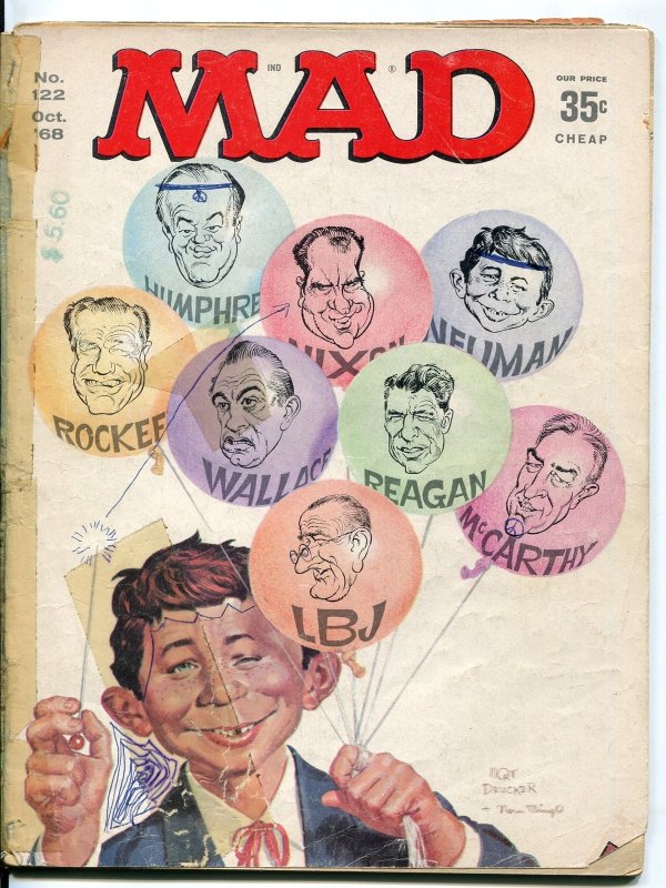 Mad-Magazine-#122-1968-Mort Drucker-Don Martin-David Berg-Political, raw, ungraded comic book — front cover