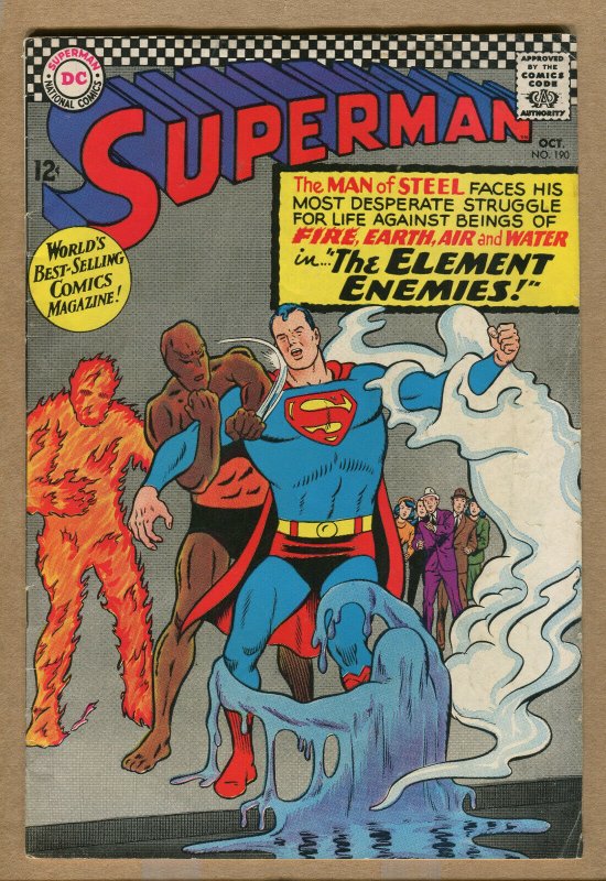 Superman #190 (DC Comics, 1966), raw comic book in 6.5 condition — front cover