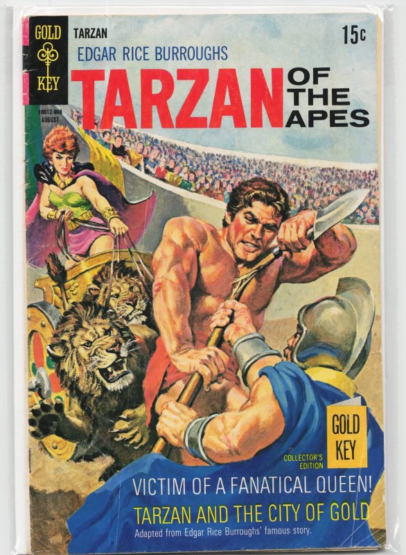 Edgar Rice Burroughs' Tarzan #186 (Gold Key, 1969), raw, ungraded comic book — front cover