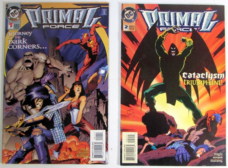 1994 Primal Force Lot of 2 #1, 2 DC Comics Vf/nm 1st Print Comic Books (DC Comics, 1994), raw comic book in VF/NM condition — front cover
